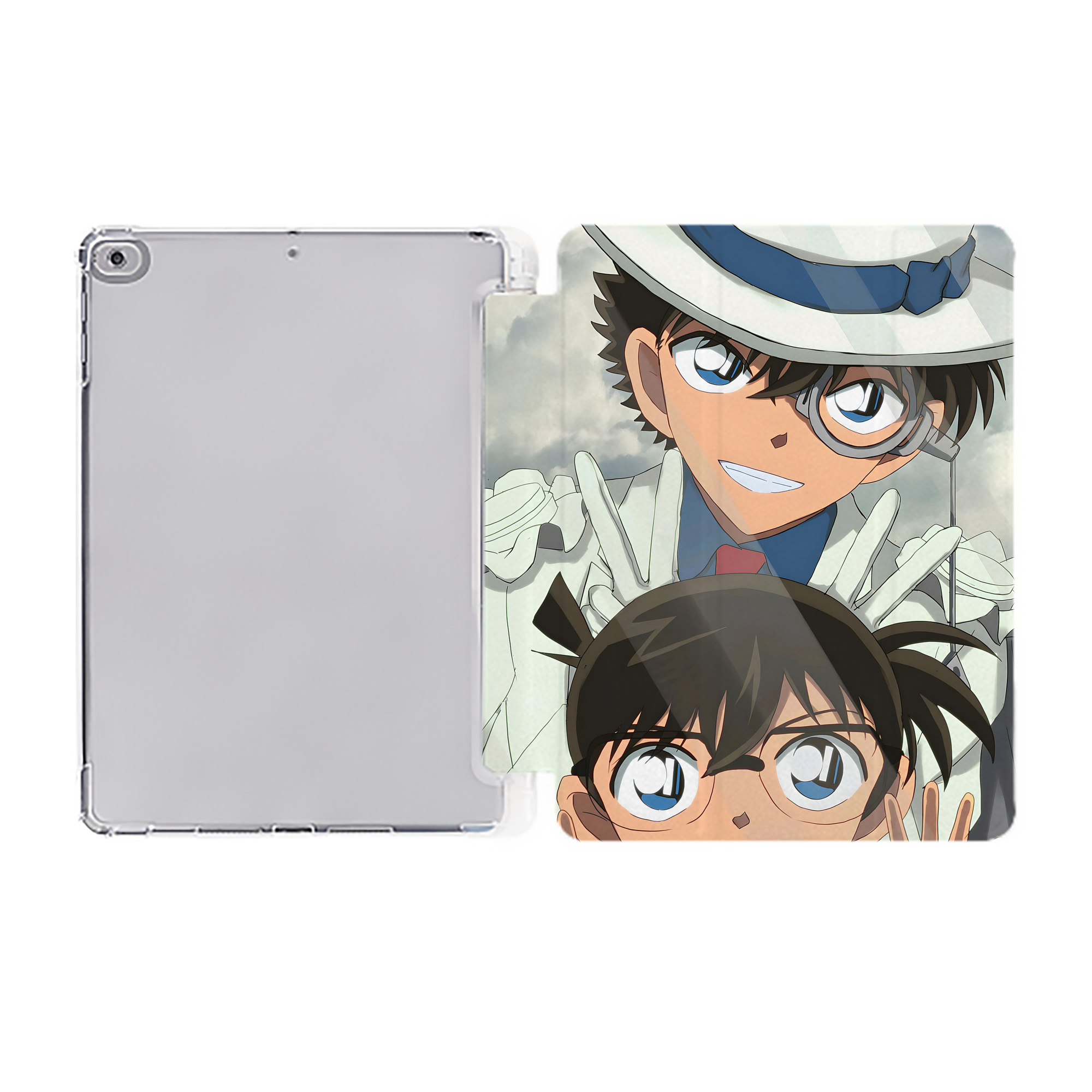 （画像用） 名探偵コナン Detective Conan IPad ケース ペン収納付き 三つ折りスタンド PUレザー×シリコン 対応機種9.5/10.5/10.9インチ